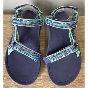 Teva Original Strappy Sandals Kids Geometric Design Purple Blue Size 2